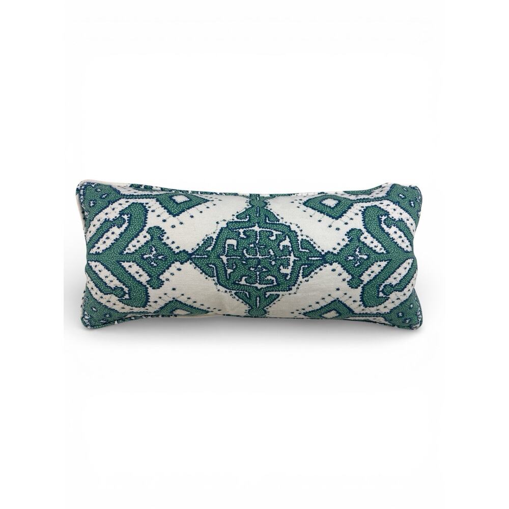 D.V. Kap Home Throw Pillow Green Emerald Demarco Linen Blend Feather 19X8.5